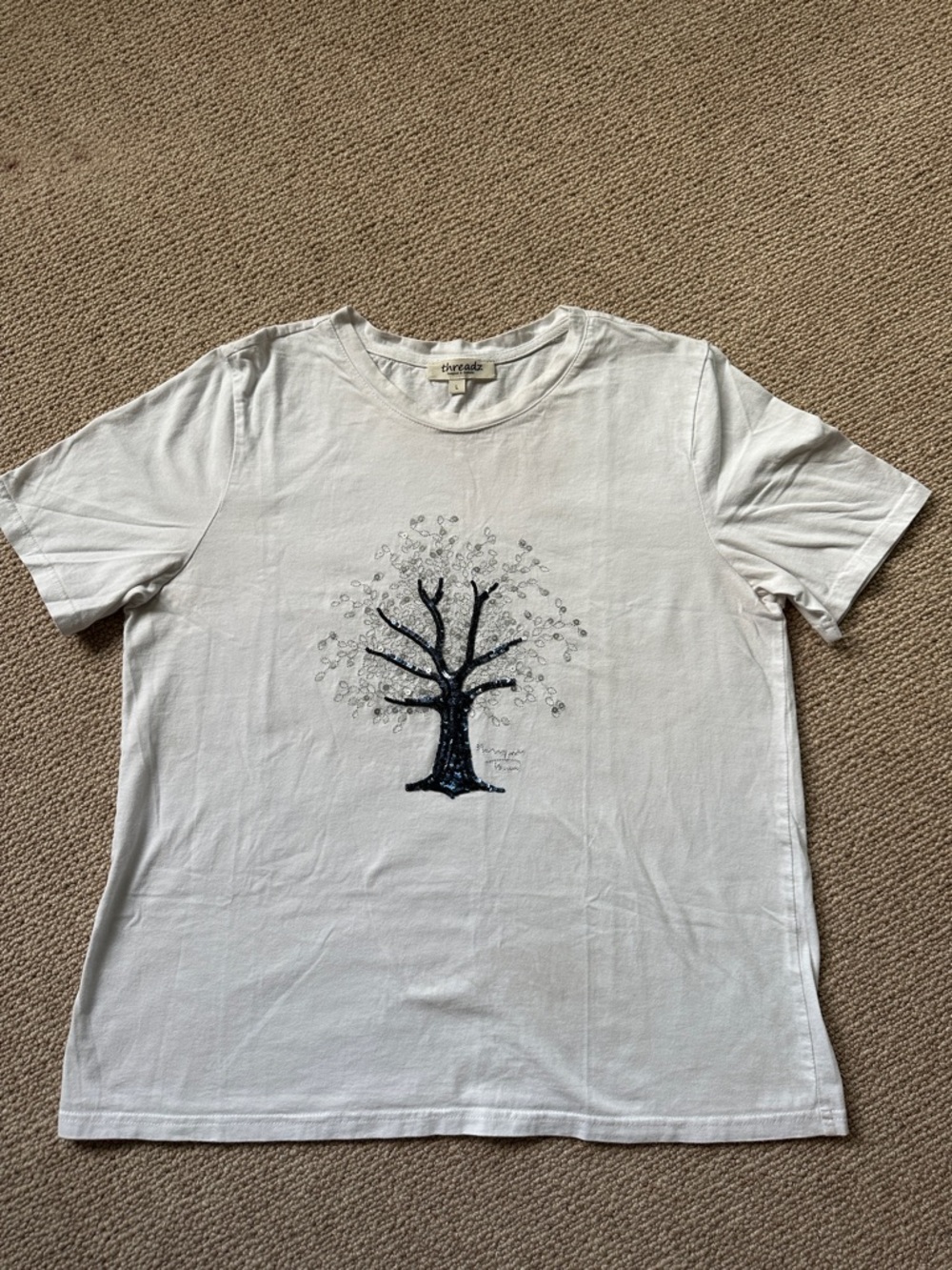 White T-Shirt with Black Tree Graphic